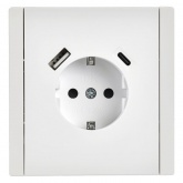 Розетка с зарядкой ИЭК FORTE&PIANO FP247 2Р+Е 16А шторки USB A+C 18Вт белый