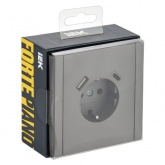 Розетка с зарядкой ИЭК FORTE&PIANO FP547 2Р+Е 16А шторки USB A+C 18Вт сталь