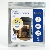 Светодиодная LED лента Feron LS501 120SMD(2835)/м 11Вт/м 24V 5000х8х1.22мм 3000K