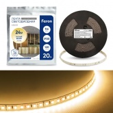 Лента светодиодная 24V Feron LS520 120xSMD2835 9,6W/m IP20 3000K кратность резки 100мм 20000х10х1.22