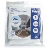 Светодиодная COB лента Feron LS530 320SMD(2110)/м 8Вт/м 24V 6500K 5000x8x1.8mm IP20