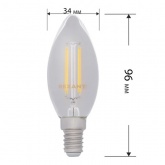 Лампа филаментная светодиодная свеча Rexant CN35 7,5Вт 2700K E14 600Лм диммируемая, прозрачная колба
