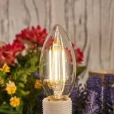 Лампа филаментная светодиодная свеча Rexant CN35 7,5Вт 4000K E14 600Лм диммируемая, прозрачная колба