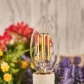 Лампа филаментная светодиодная свеча Rexant CN35 7,5Вт 4000K E14 600Лм диммируемая, прозрачная колба