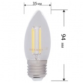 Лампа филаментная светодиодная свеча Rexant CN35 7,5Вт 2700K E27 600Лм диммируемая, прозрачная колба