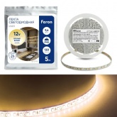 Светодиодная LED лента Feron LS613 120SMD(2835)/м 9.6Вт/м 5м IP65 12V 3000K теплый белый