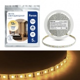 Светодиодная лента Feron LS607 60SMD(5050) 14.4W/m 12V IP65 5000х10х3.8mm 3000K теплый белый