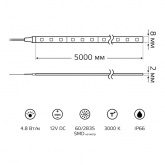 Лента светодиодная Gauss 2835/60-SMD 4.8W/m 12V DC теплый белый IP66 (упаковка 5м)