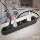 Сетевой фильтр ЭРА USF-6es-3m-B 6 розеток с базовой защитой заземление выключатель 3м 10А черный