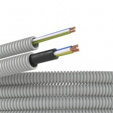 Гофра ПВХ DKC 20мм серая с кабелем ВВГнг(А)-LS 3х1,5 РЭК ГОСТ (100м)