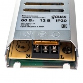 Блок питания для светодиодной ленты Gauss LED Strip PS 60W 12V IP20 ультратонкий для лайтбоксов