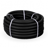 Труба гофрированная ПНД Промрукав 32 мм тяжёлая 750 Н безгалогенная (HF) УФ защита черная с/з [25м] (гофра для кабеля)