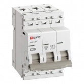 Автоматический выключатель EKF PROxima ВА 47-63N 20А 3P C 4,5кА (автомат электрический)