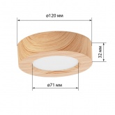 Светильник светодиодный TDM накладной круг Даунлайт СПО 6 Вт 4200K (сосна) 120х32мм