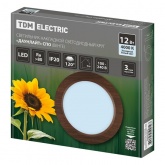 Светильник светодиодный TDM накладной круг Даунлайт СПО 12 Вт 4200K (венге) 170х32мм