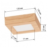 Светильник светодиодный TDM накладной квадрат Даунлайт СПО 6 Вт 4200K (сосна) 120х120х32мм