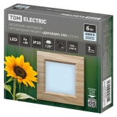 Светильник светодиодный TDM накладной квадрат Даунлайт СПО 6 Вт 4200K (сосна) 120х120х32мм