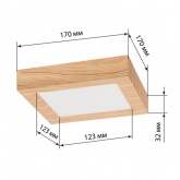 Светильник светодиодный TDM накладной квадрат Даунлайт СПО 12 Вт 4200K (сосна) 170х170х32мм
