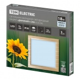 Светильник светодиодный TDM накладной квадрат Даунлайт СПО 18 Вт 4200K (сосна) 225х225х32мм