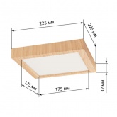 Светильник светодиодный TDM накладной квадрат Даунлайт СПО 18 Вт 4200K (сосна) 225х225х32мм