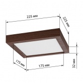 Светильник светодиодный TDM накладной квадрат Даунлайт СПО 18 Вт 4200K (венге) 225х225х32мм
