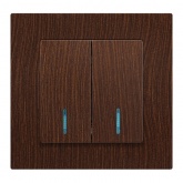 Выключатель двойной с подсветкой Intro Accent 10А-250В IP20 венге 6-105-10