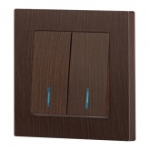 Выключатель двойной с подсветкой Intro Accent 10А-250В IP20 венге 6-105-10