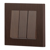 Выключатель тройной Intro Accent 10А-250В IP20 венге 6-106-10