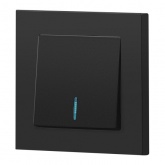 Выключатель одноклавишный с подсветкой Intro Accent 10А-250В IP20 антрацит 6-102-05