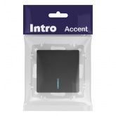Выключатель одноклавишный с подсветкой Intro Accent 10А-250В IP20 антрацит 6-102-05