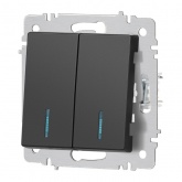 Выключатель двойной с подсветкой Intro Accent 10А-250В IP20 антрацит 6-105-05