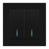 Выключатель двойной с подсветкой Intro Accent 10А-250В IP20 антрацит 6-105-05