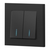 Выключатель двойной с подсветкой Intro Accent 10А-250В IP20 антрацит 6-105-05