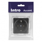 Розетка Intro Accent 2P+E Schuko 16А-250В IP20 антрацит 6-202-05