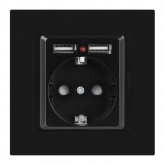 Розетка Intro Accent 2P+E Schuko со шторками 16А-250В + 2хUSB IP20 антрацит 6-410-05