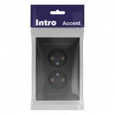 Розетка двойная Intro Accent 2х2P 16А-250В IP20 антрацит 6-204-05