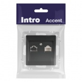 Розетка информационная Intro Accent RJ45 IP20 антрацит 6-303-05