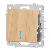 Выключатель одноклавишный с подсветкой Intro Accent 10А-250В IP20 сосна 6-102-11