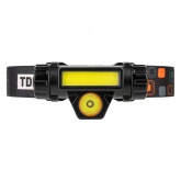Фонарь налобный TDM 13 аккумуляторный 5W CREE + 3W COB Li-Ion 3,7V 18650 1,2Ah 120Lm USB