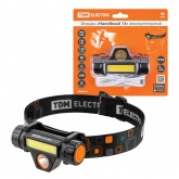 Фонарь налобный TDM 13 аккумуляторный 5W CREE + 3W COB Li-Ion 3,7V 18650 1,2Ah 120Lm USB