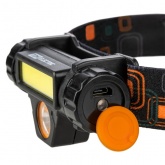 Фонарь налобный TDM 13 аккумуляторный 5W CREE + 3W COB Li-Ion 3,7V 18650 1,2Ah 120Lm USB