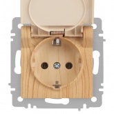Розетка Intro Accent 2P+E Schuko с крышкой 16А-250В IP20 сосна 6-203-11
