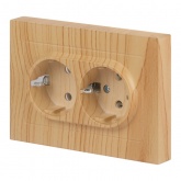 Розетка Intro Accent 2X2P+E Schuko 16А-250В IP20 сосна 6-205-11