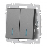 Выключатель двойной с подсветкой Intro Accent 10А-250В IP20 графит 6-105-07