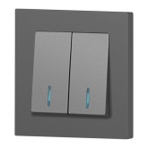 Выключатель двойной с подсветкой Intro Accent 10А-250В IP20 графит 6-105-07