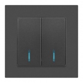 Выключатель двойной с подсветкой Intro Accent 10А-250В IP20 графит 6-105-07
