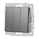Выключатель тройной Intro Accent 10А-250В IP20 графит 6-106-07