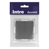 Переключатель двойной Intro Accent 10А-250В IP20 графит 6-107-07