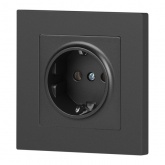 Розетка Intro Accent 2P+E Schuko 16А-250В IP20 графит 6-202-07