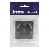 Розетка Intro Accent 2P+E Schuko 16А-250В IP20 графит 6-202-07